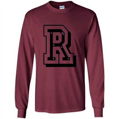Letter R Initial T-Shirt for Names or Spelling Words Maroon