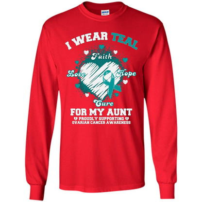 I Wear Teal For My Aunt - Ovarian Cancer Awareness T-Shirt Red