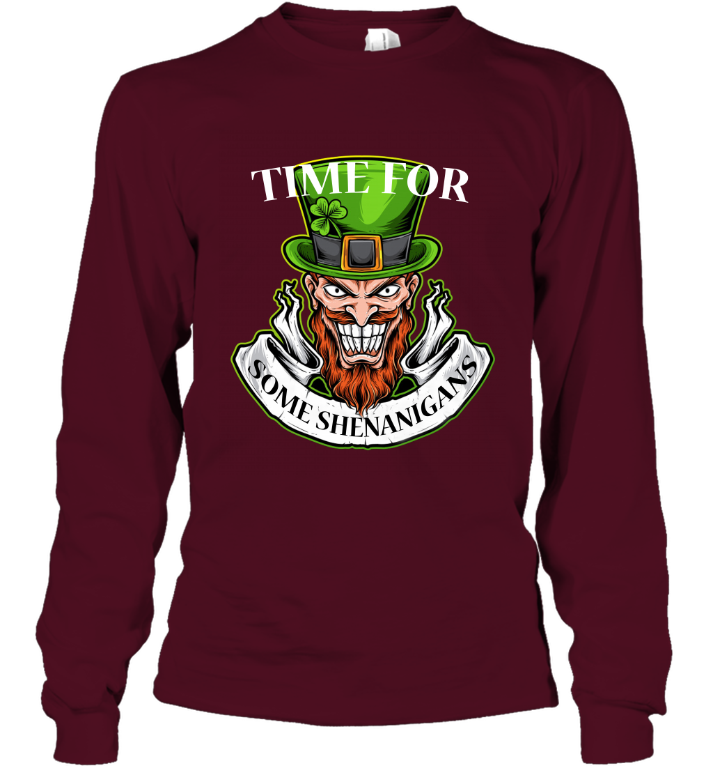 Time For Some Shenanigans Irish Shirt Long Sleeve T-Shirt Maroon