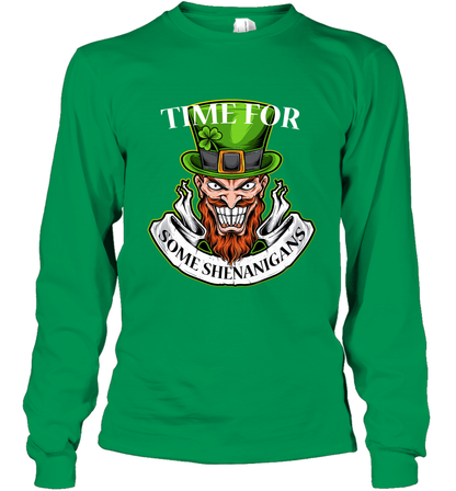 Time For Some Shenanigans Irish Shirt Long Sleeve T-Shirt Irish Green