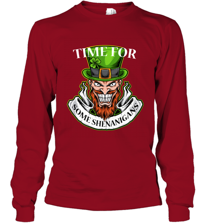 Time For Some Shenanigans Irish Shirt Long Sleeve T-Shirt Cardinal Red