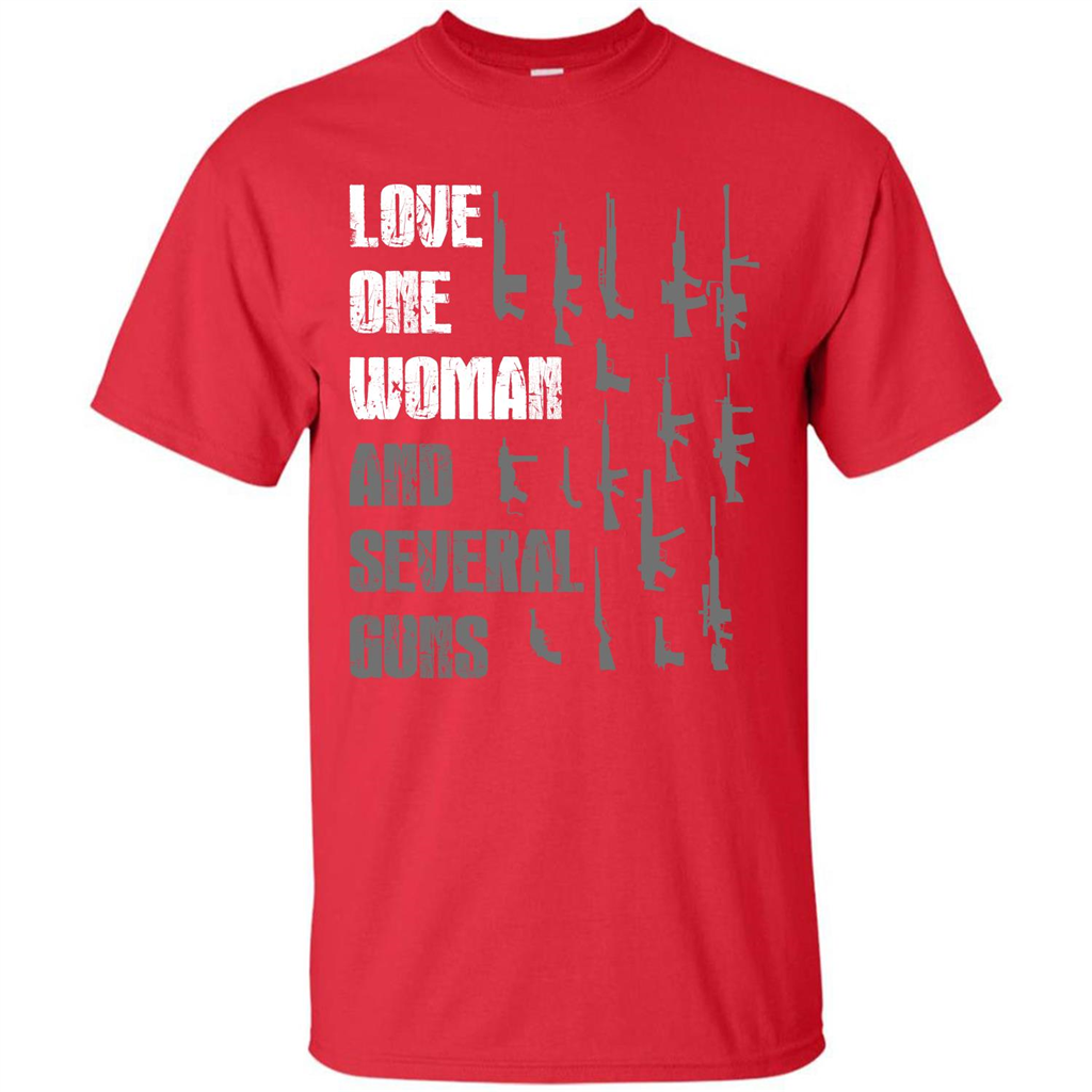 Gun T-shirt Love One Woman And Several Guns T-shirt Red