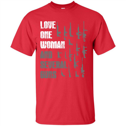 Gun T-shirt Love One Woman And Several Guns T-shirt Red
