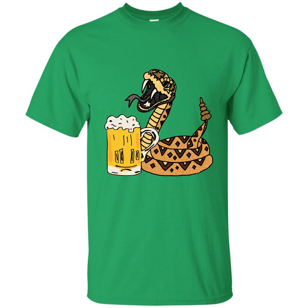 Smiletodaytees Funny Rattlesnake Drinking Beer T-shirt Irish Green