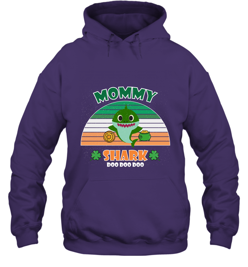 Irish Mommy Shark Saint Patricks Day Family Shirt Hoodie Purple
