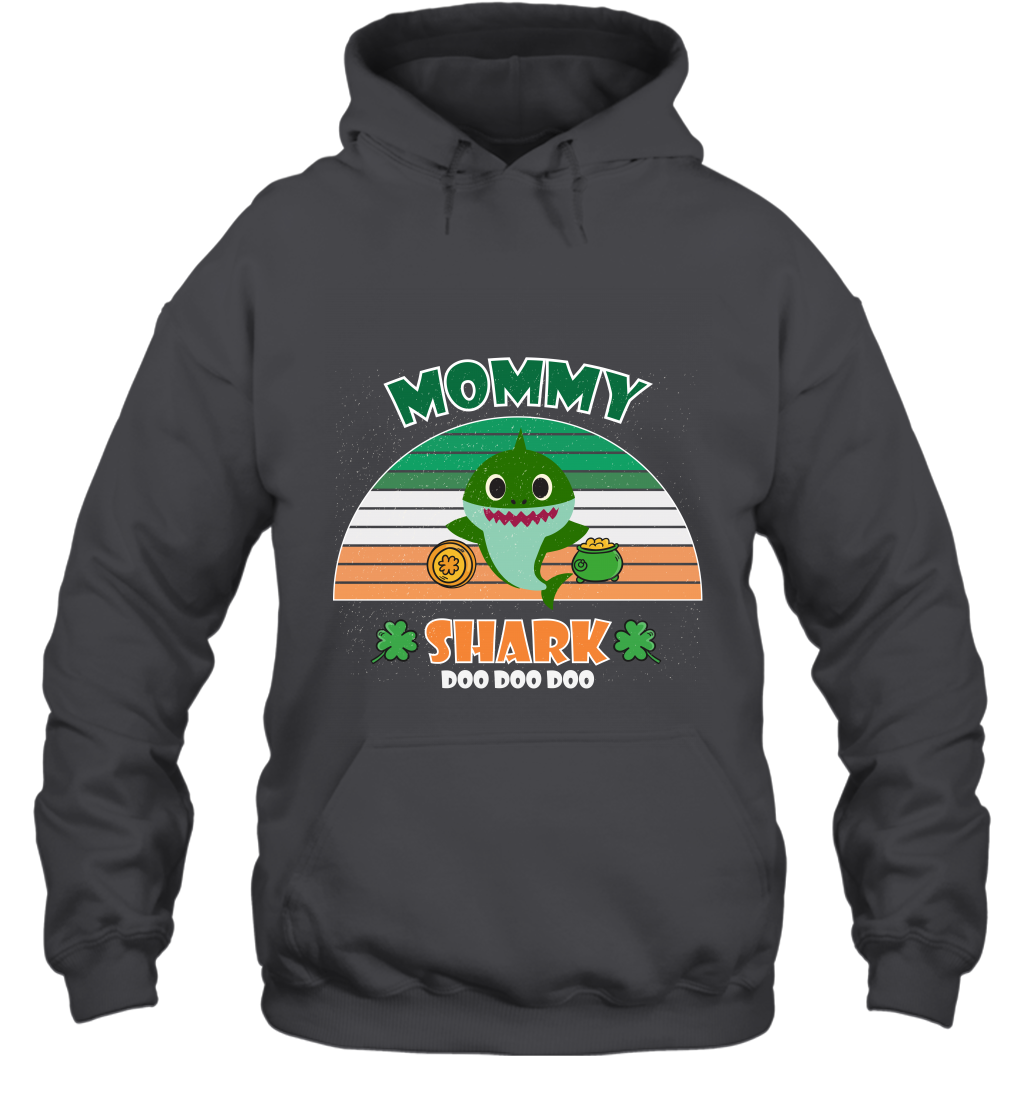 Irish Mommy Shark Saint Patricks Day Family Shirt Hoodie Dark Heather