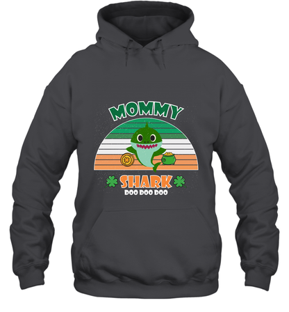 Irish Mommy Shark Saint Patricks Day Family Shirt Hoodie Dark Heather