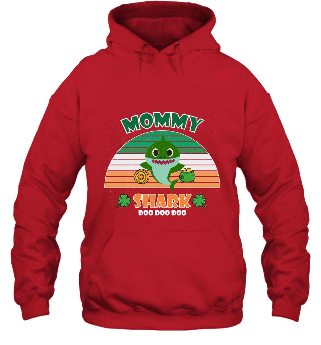 Irish Mommy Shark Saint Patricks Day Family Shirt Hoodie Red