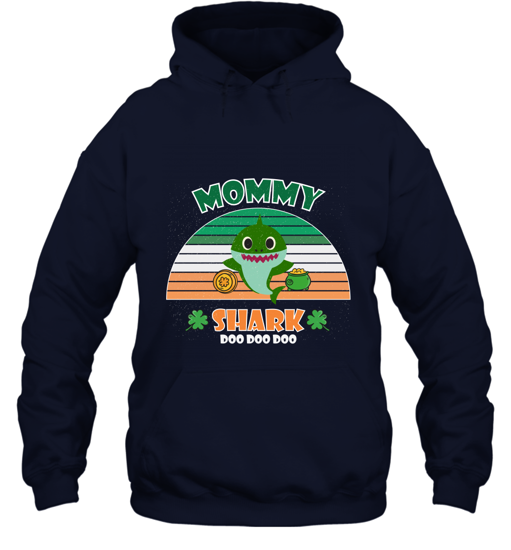 Irish Mommy Shark Saint Patricks Day Family Shirt Hoodie Navy