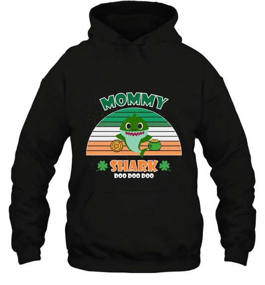 Irish Mommy Shark Saint Patricks Day Family Shirt Hoodie Black