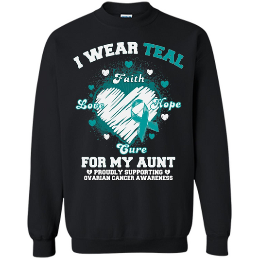 I Wear Teal For My Aunt - Ovarian Cancer Awareness T-Shirt Black