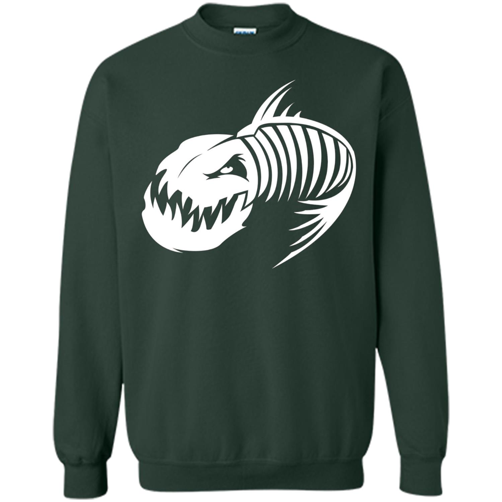 Fisherman Gift T-shirt Badass Fish Bone Skeleton Forest Green