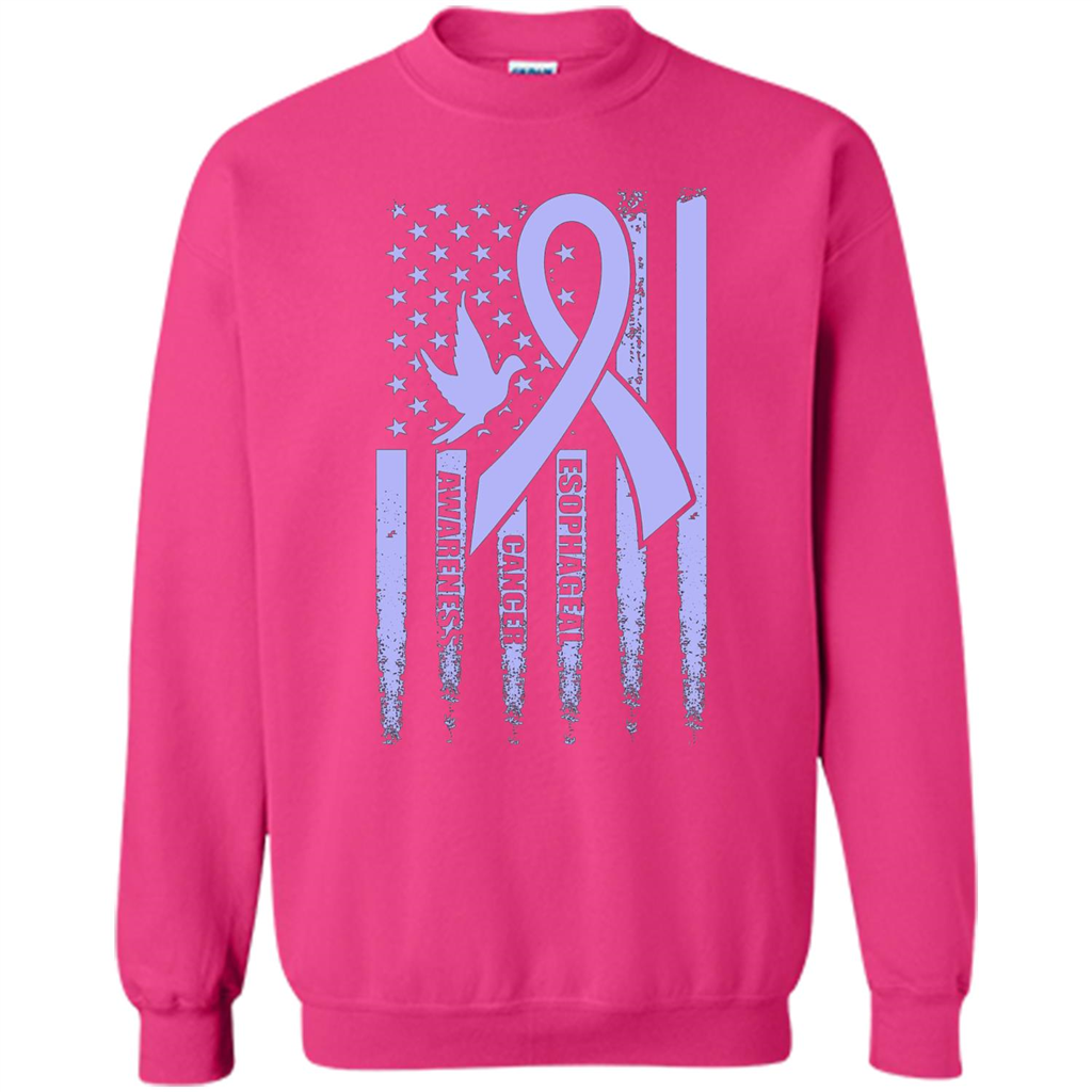Esophageal Cancer USA Flag Periwinkle Ribbon and Dove T-shirt Heliconia