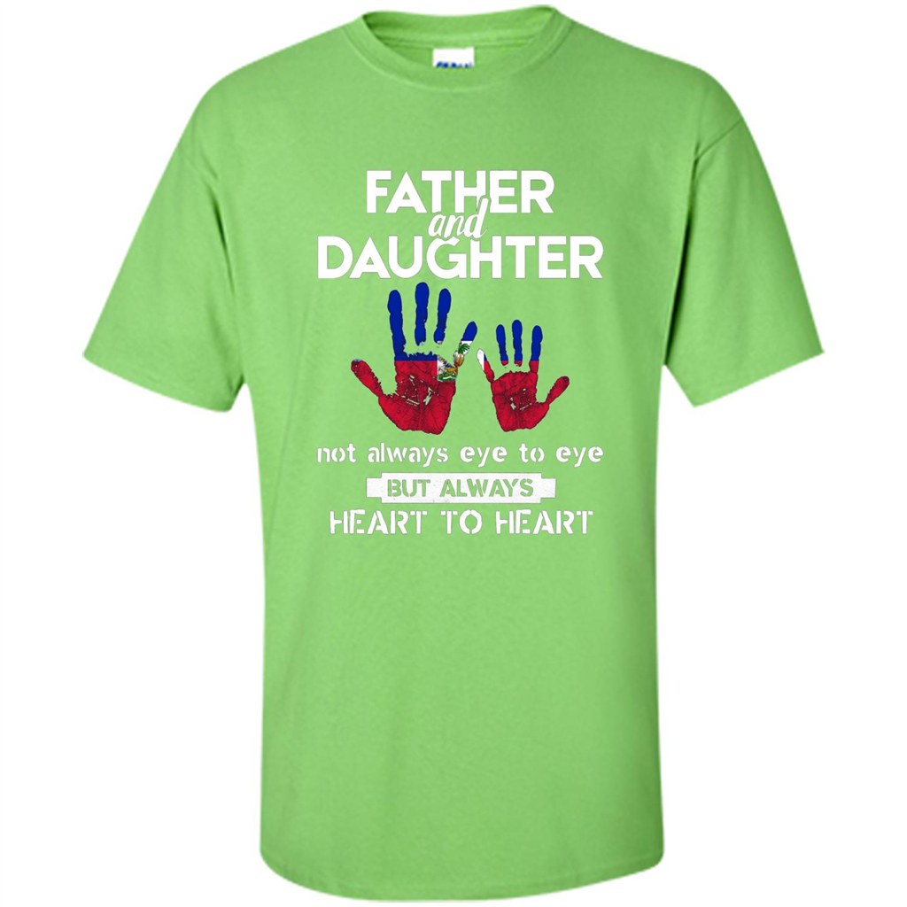 Father And Daughter Father's Day T-shirt Heart To Heart Lime