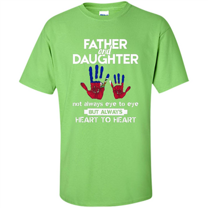 Father And Daughter Father's Day T-shirt Heart To Heart Lime