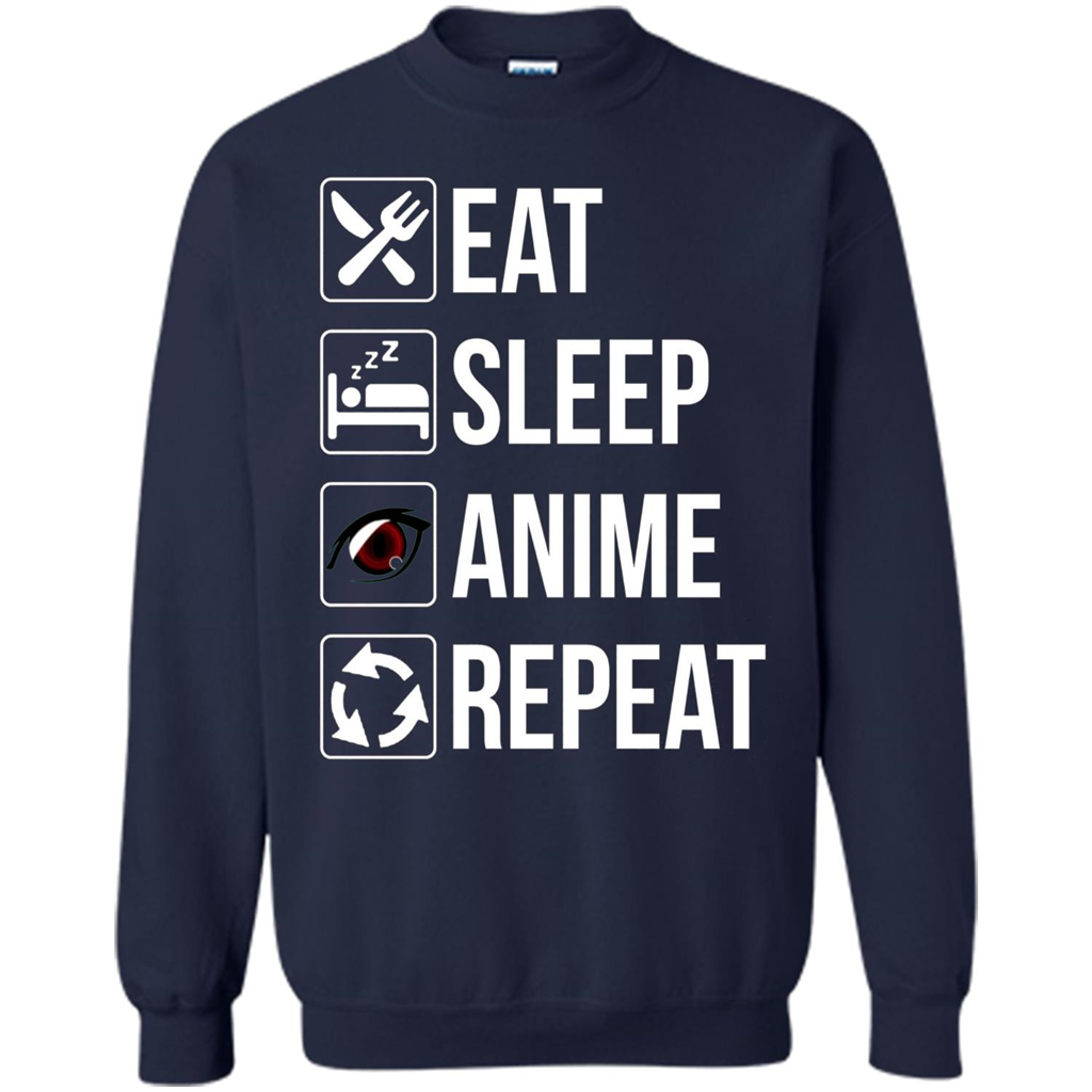 Funny Eat Sleep Anime Repeat T-shirt Navy