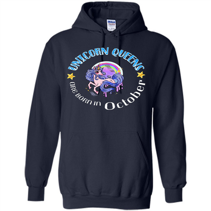 October Unicrorn T-shirt Unicorn Queens Are Born October Navy