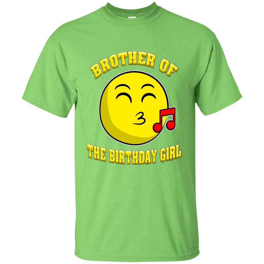 Brother Of The Birthday Girl Emoji T-shirt Lime