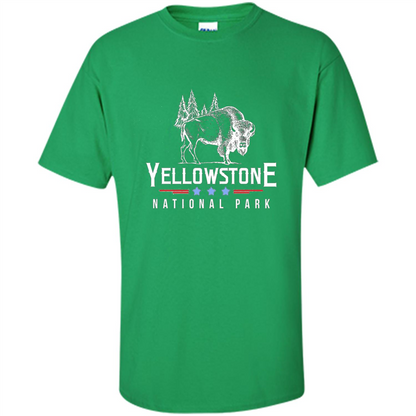 Yellowstone National Park Wyoming Buffalo T-shirt Irish Green