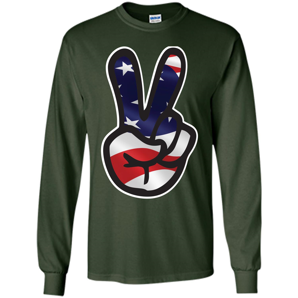 Amreican Flag Peace Guy T-shirt Forest Green
