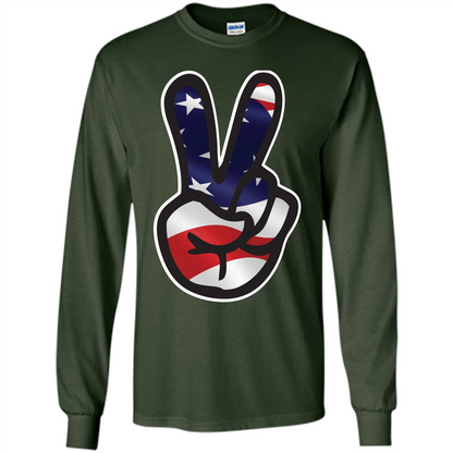 Amreican Flag Peace Guy T-shirt Forest Green