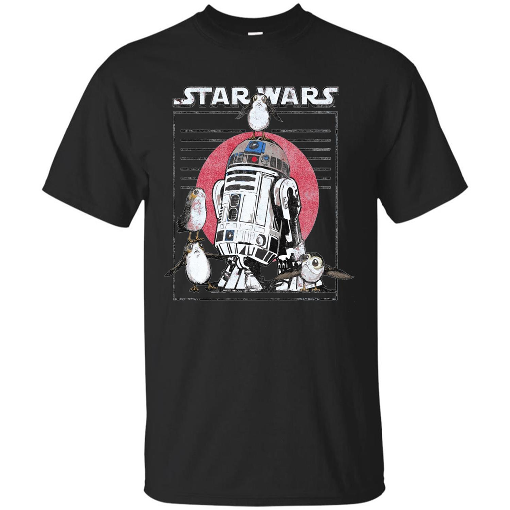 Movie T-shirt Last Jedi Flock Of Porgs Surround R2-D2 T-shirt