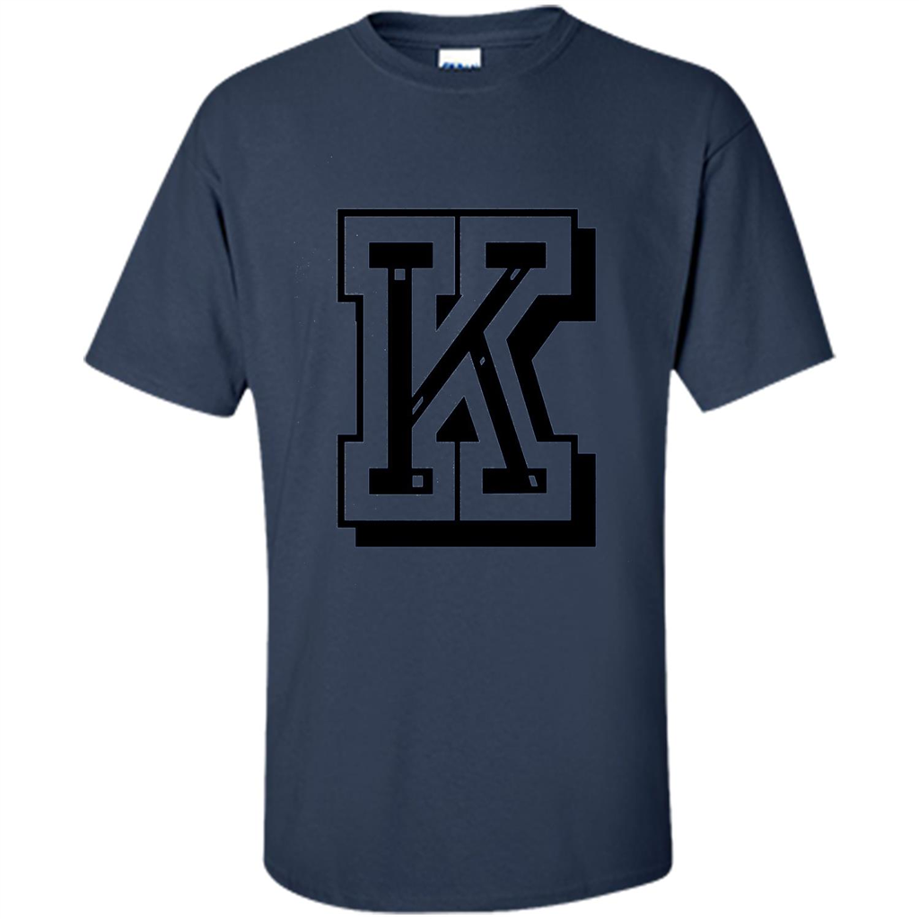 Letter K Initial T-Shirt for Names or Spelling Words Navy
