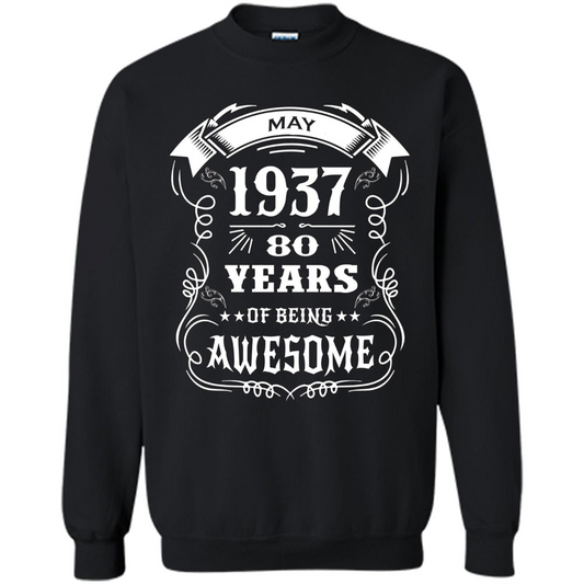 Born In May 1937 80 Years Of Being Awesome T-shirt Gold