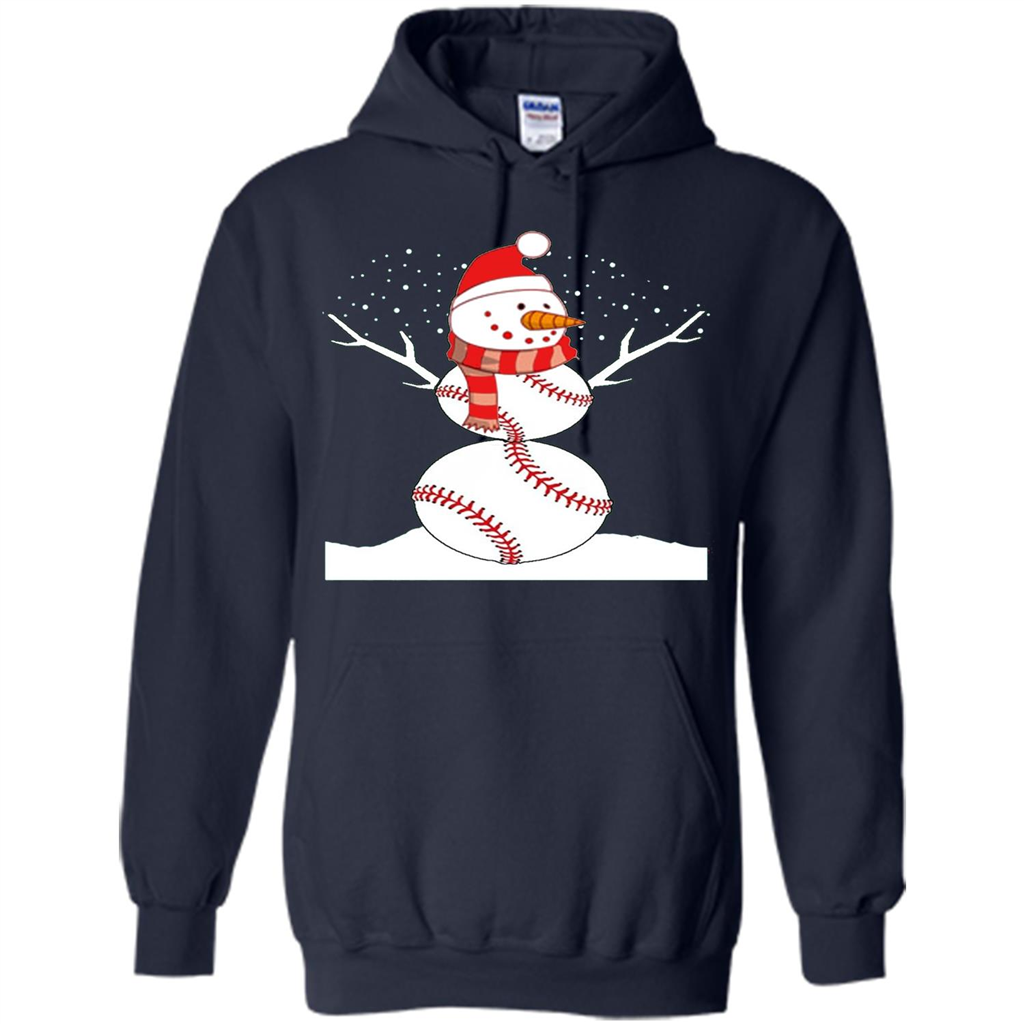 Cute Baseball Snowman Christmas T-Shirt Navy