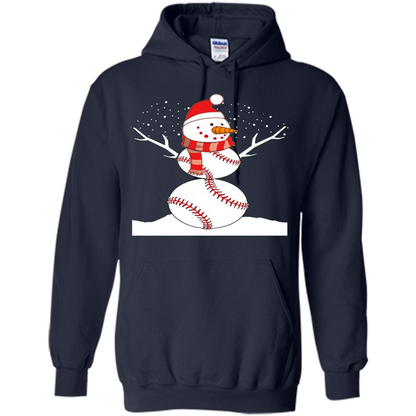 Cute Baseball Snowman Christmas T-Shirt Navy