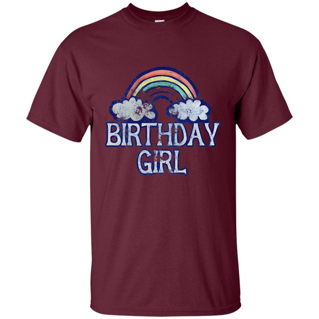 Birthday Girl Rainbow T-shirt Maroon