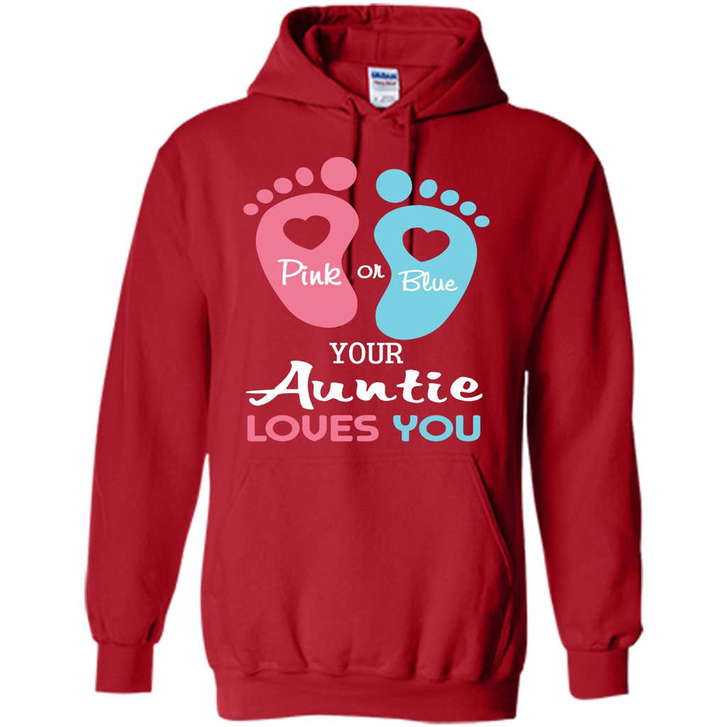 Baby T-shirt Pink Or Blue Your Auntie Loves You Red