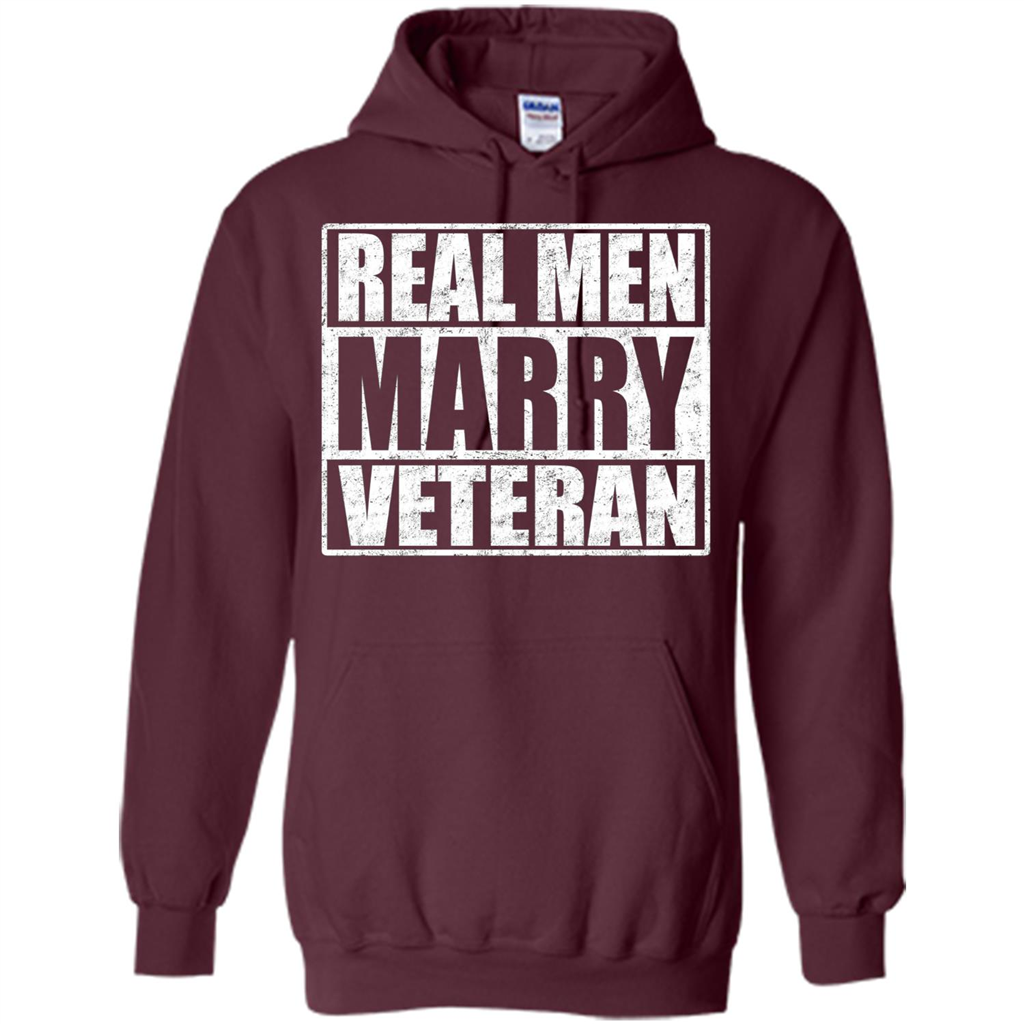 Real Men Marry Veteran T-shirt Veteran's Husband Maroon