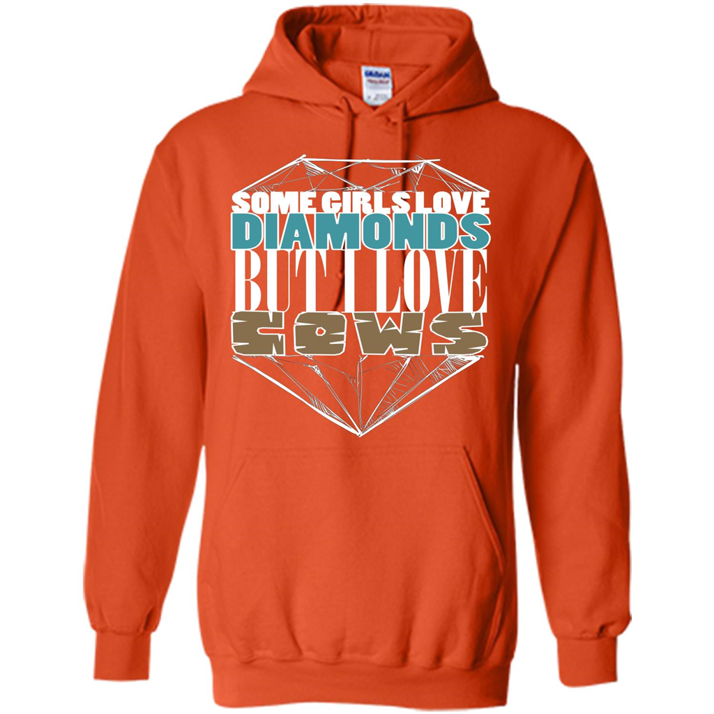 Cow Lovers T-shirt Some Girls Love Diamond But I Love Cows Orange