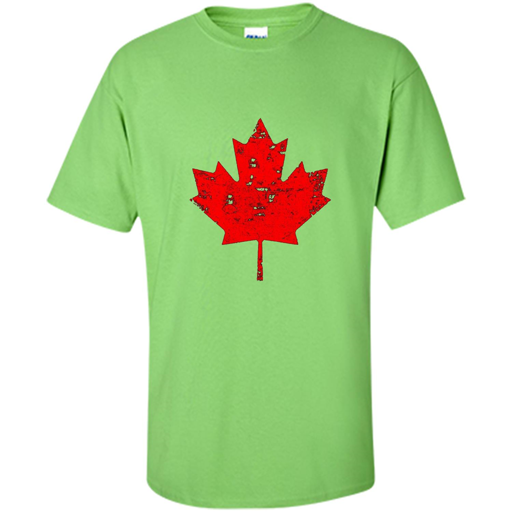 Canada Day T-Shirt. Canada Maple Flag Distressed T-shirt Lime