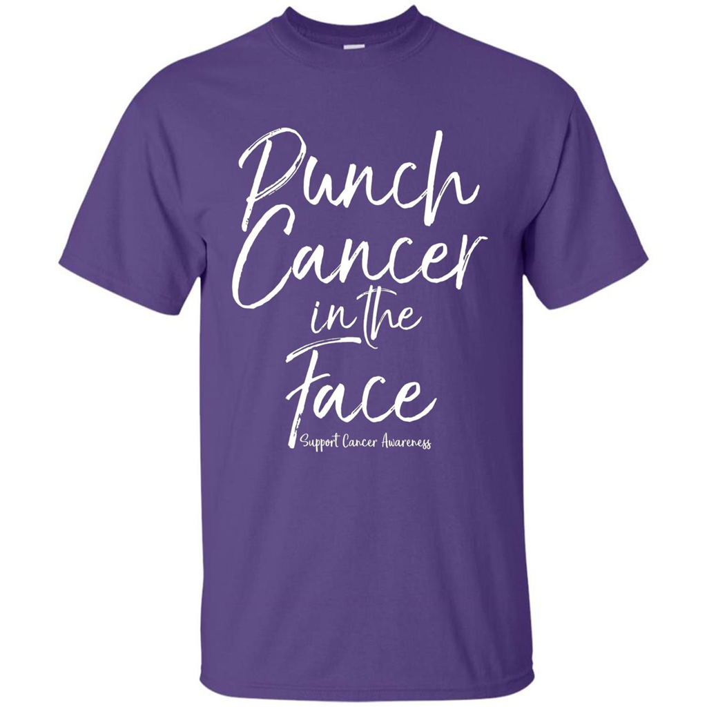 Punch Cancer in the Face Support Cancer Awareness T-shirt Purple