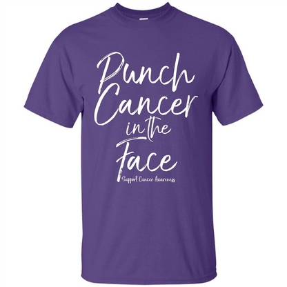 Punch Cancer in the Face Support Cancer Awareness T-shirt Purple