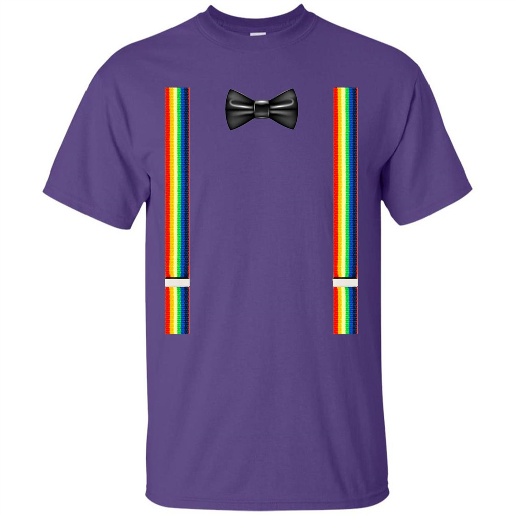 Suspenders And Bowtie Clown Costume T-shirt Purple
