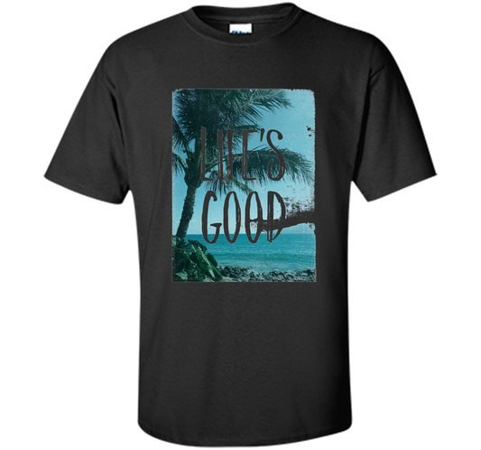 Life's Good Palm Tree T-Shirt cool shirt Black