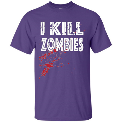I Kill Zombies T-shirt Costume For Halloween Gift T-shirt Purple