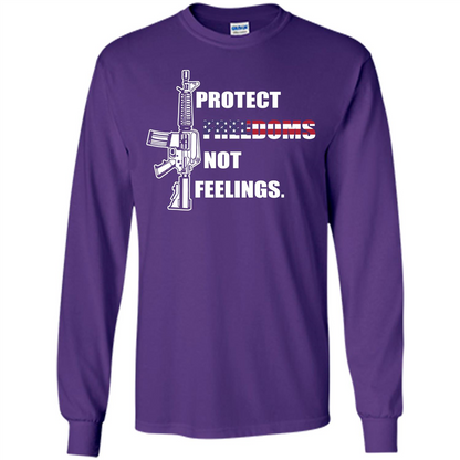 Military T-shirt Protect Freedoms Not Feelings Purple