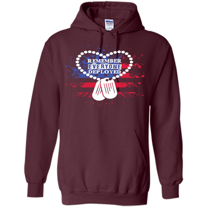 Military T-shirt RED Remember Everyone Deployed Maroon