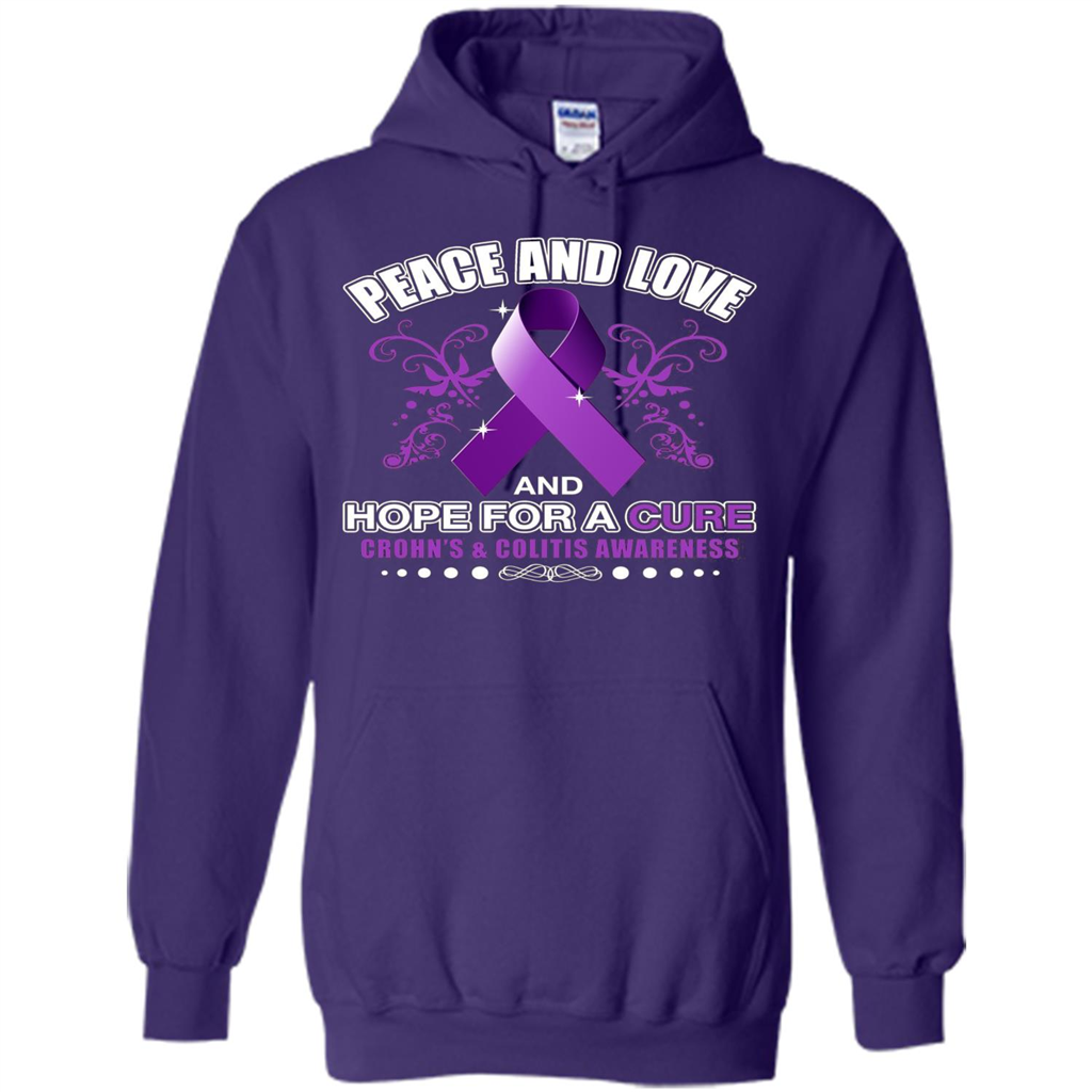 Peace And Love And Hope For A Cure Crohn's and Colitis Awareness T-shirt