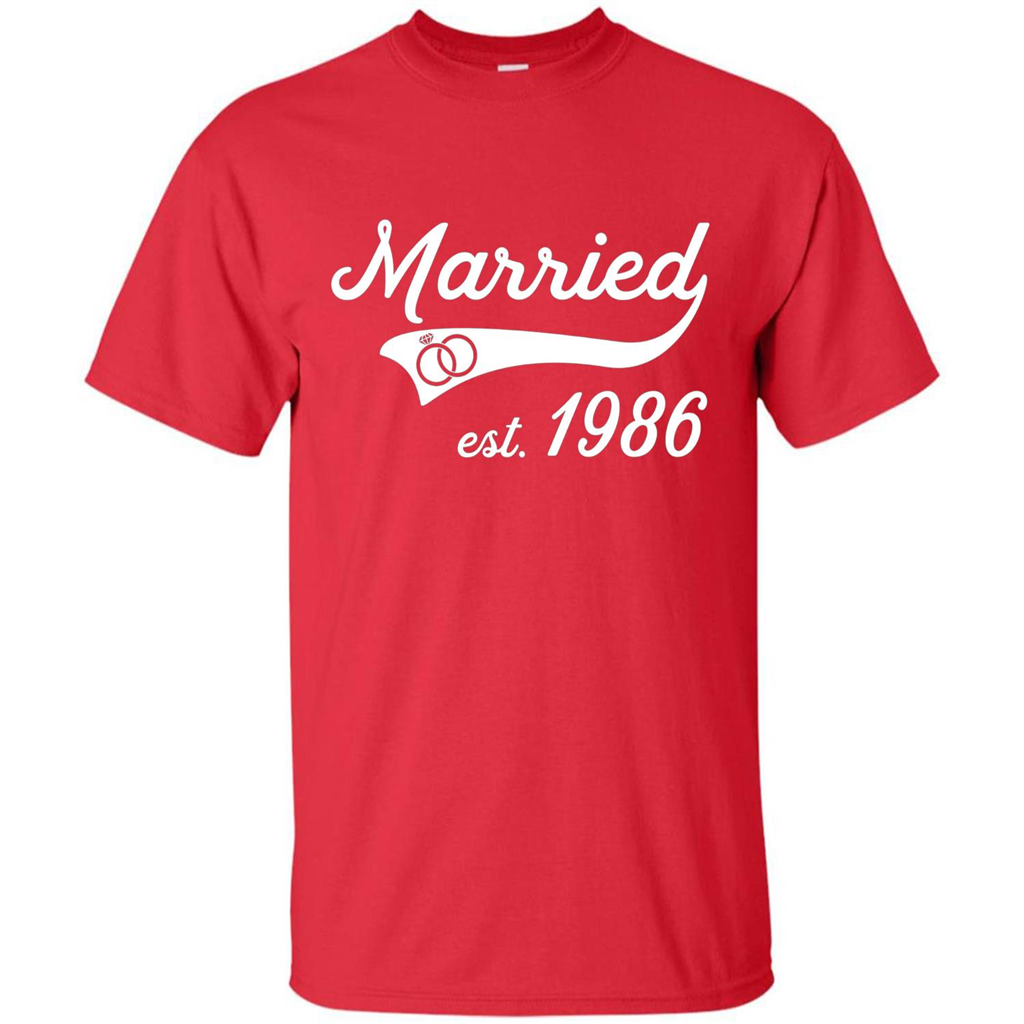 Married Since 1986 T-shirt Wedding Anniversary T-Shirt Red