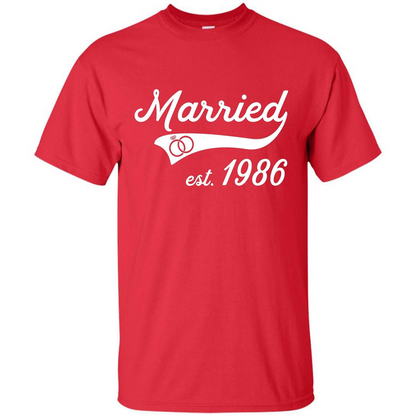 Married Since 1986 T-shirt Wedding Anniversary T-Shirt Red