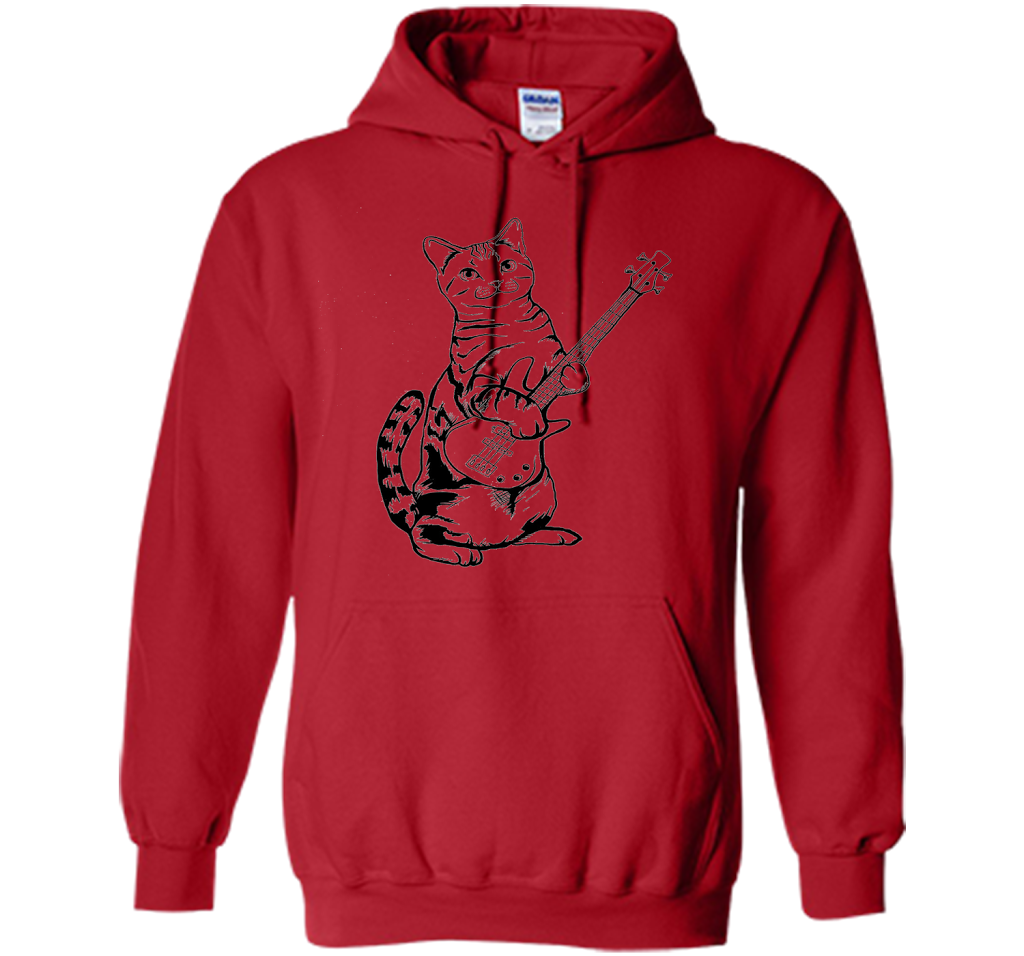 Bassist T-shirt Cat Playing Bass T-shirt Red