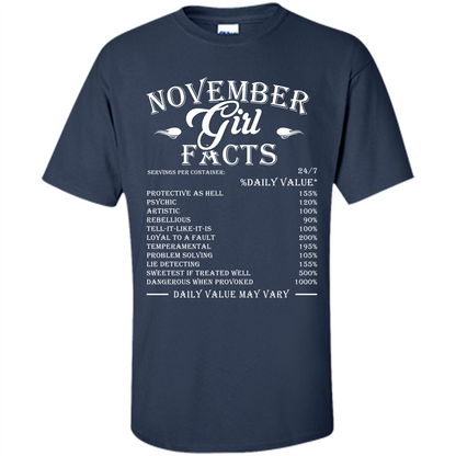 November Girl Facts T-shirt Navy