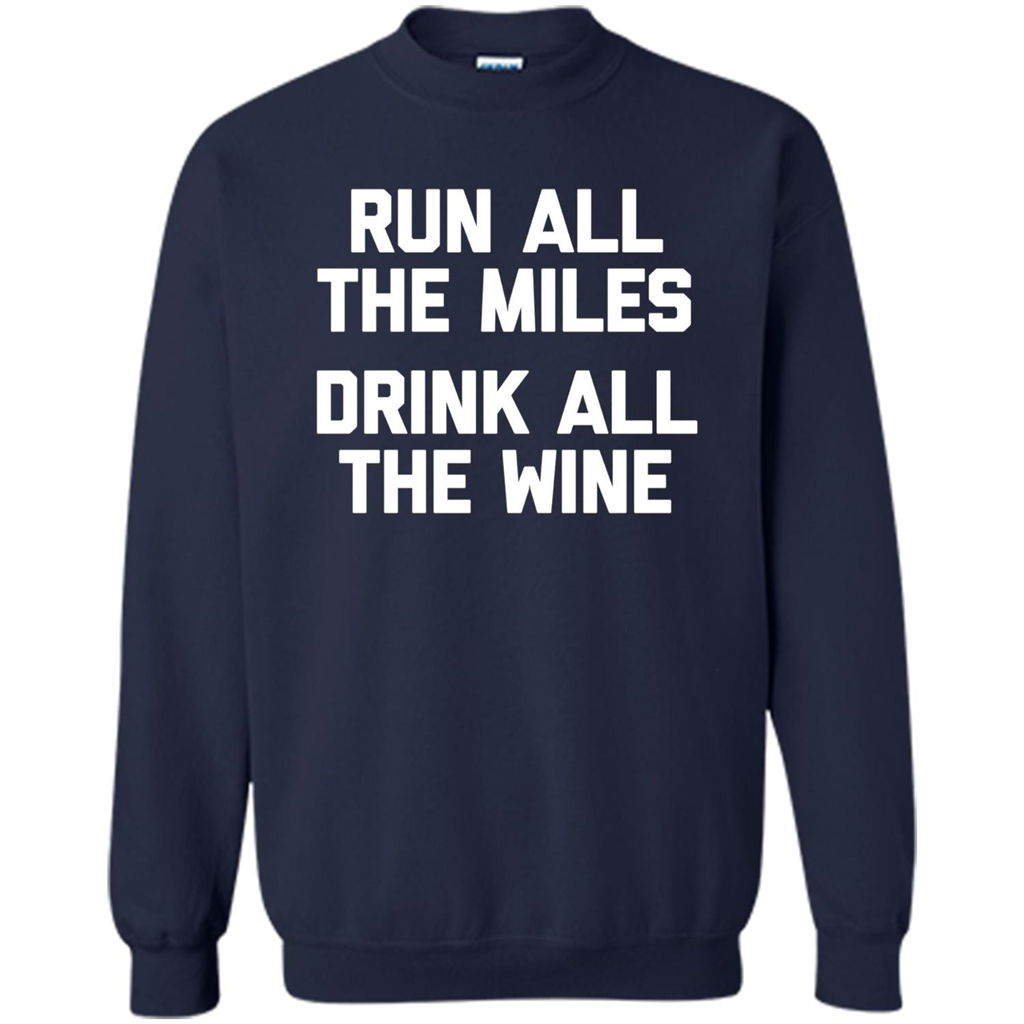 Run All The Miles Drink All The Wine T-shirt Navy