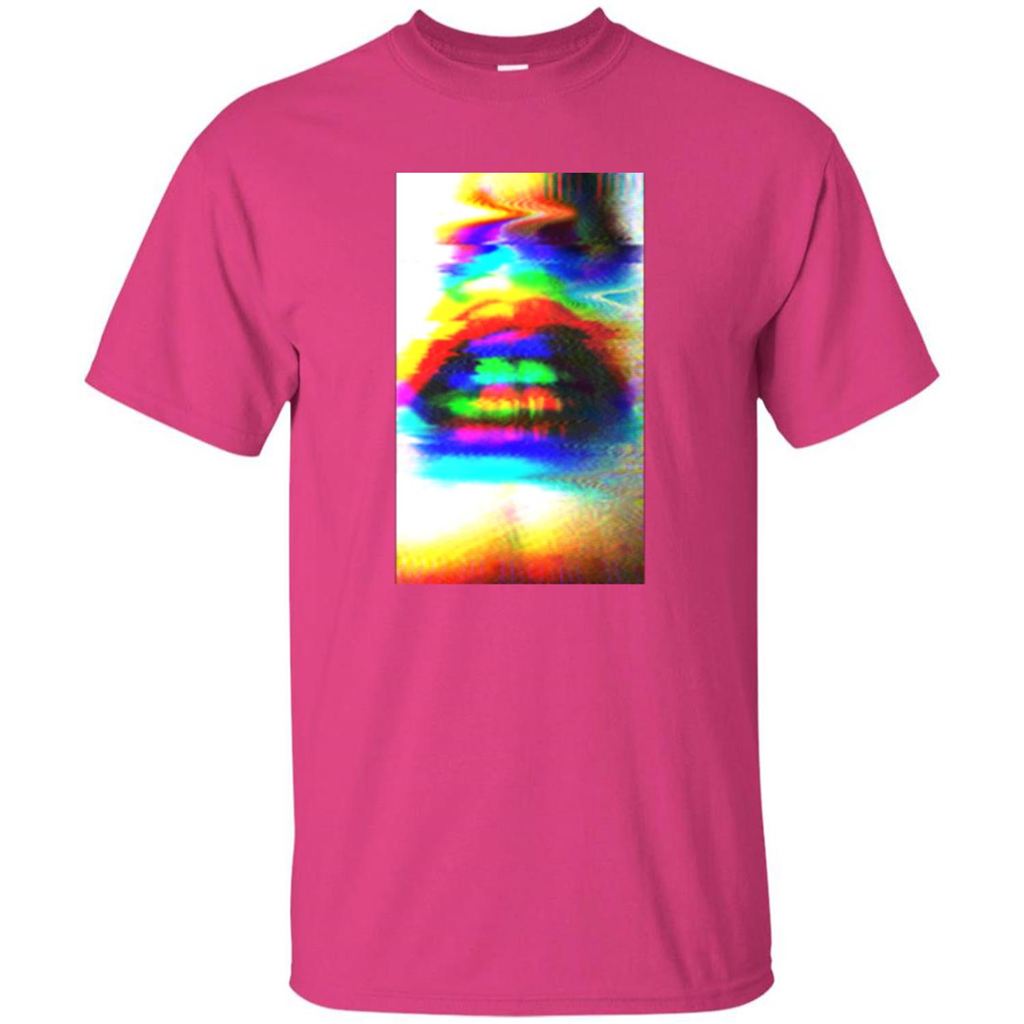 Glitch Art Lips T-shirt Heliconia