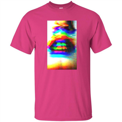 Glitch Art Lips T-shirt Heliconia